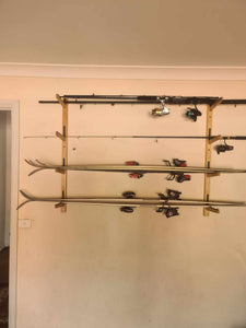 Bamboo Wall Hooks - 4 tier - Fishing/Wake/Ski